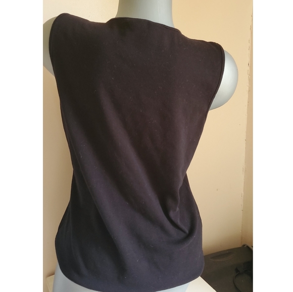 Laura Ashley Black Vneck Tank with Lace - Picture 2 of 4